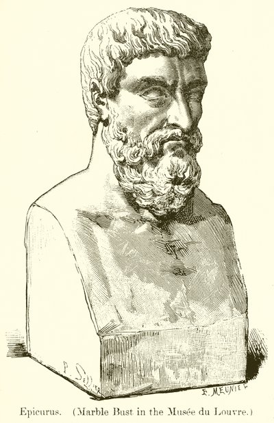 Epikur. (Marmorbüste im Musée du Louvre) (Gravur) von English School