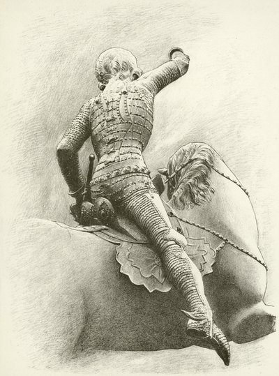 Reiterfigur in Prag, Böhmen (Gravur) von English School