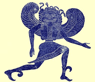 Etruskische Gorgone, aus dem Campana-Museum, Illustration aus Geschichte Roms von Victor Duruy, veröffentlicht 1884 von English School