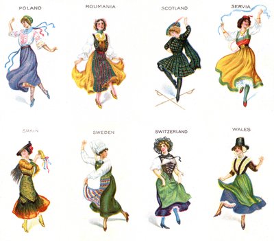 Europäische Tänzer, Zigarettenbilder, 1915 von English School