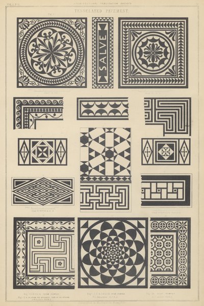 Beispiele für Mosaikpflaster aus Pompeji und Tor Marancio, Italien von English School