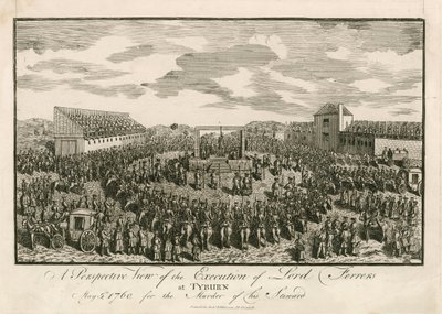 Hinrichtung von Lord Ferrers in Tyburn, 5. Mai 1760, wegen Mordes an seinem Verwalter von English School
