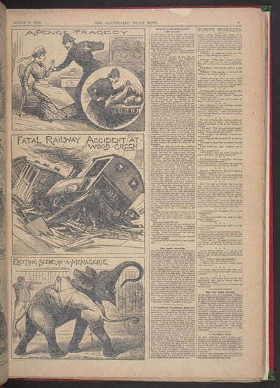TÖDLICHER EISENBAHNUNFALL IN WOOD-GREEN. Illustrated Police News, 9. März 1895 von English School
