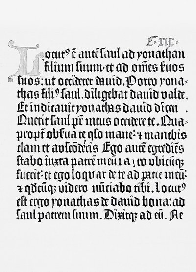 Faksimile einer Seite aus der Bibel, gedruckt von Johannes Gutenberg, Mainz, 1456 von English School