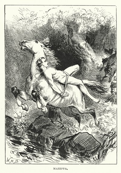Berühmte Ritte: Mazeppa (Gravur) von English School