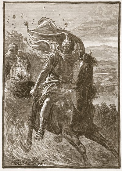 Flucht des Pompeius vom Schlachtfeld von Pharsalos von English School
