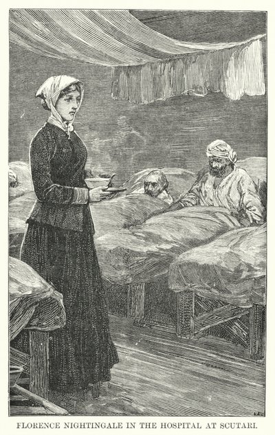 Florence Nightingale im Krankenhaus von Scutari (Stich) von English School