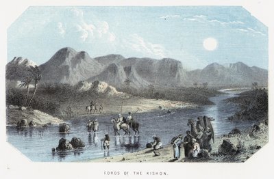 Furten des Kishon (farbige Gravur) von English School