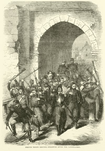 Französische Truppen verlassen Straßburg nach der Kapitulation, September 1870 von English School