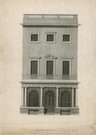 Fassade des Bankhauses in der Lombard Street, gebaut für den verstorbenen Sir Charles Asgill, Bart von English School
