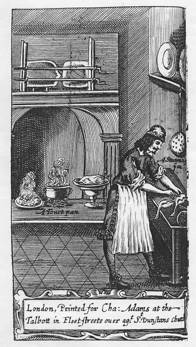 Frontispiz zu The French Cook von La Varenne, 1653 von English School
