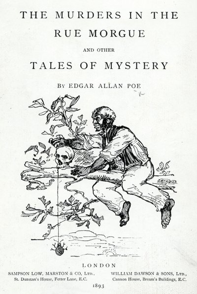 Frontispiz zu Die Morde in der Rue Morgue und andere Erzählungen des Geheimnisses von Edgar Allan Poe, veröffentlicht 1893 von English School