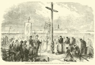 Beerdigungszeremonie für französische Soldaten, die während der Belagerung von Paris getötet wurden, Oktober 1870 von English School