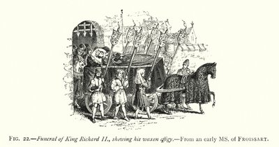 Beerdigung von König Richard II., mit seiner Wachsfigur von English School