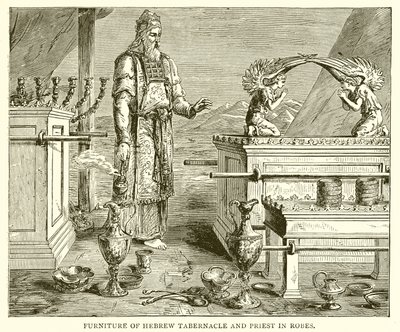 Möbel des hebräischen Tabernakels und Priester in Gewändern von English School