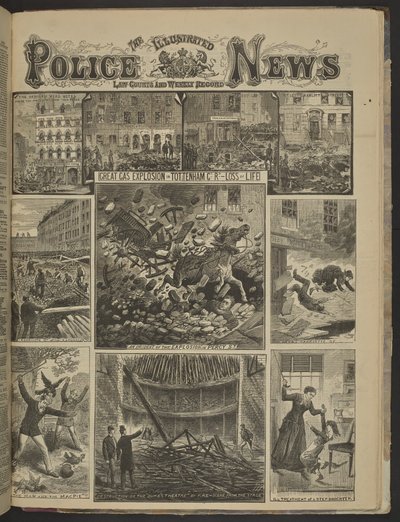 GROSSE GAS-EXPLOSION IN TOTTENHAM CT. RD.-VERLUST AN LEBEN. Illustrated Police News von English School