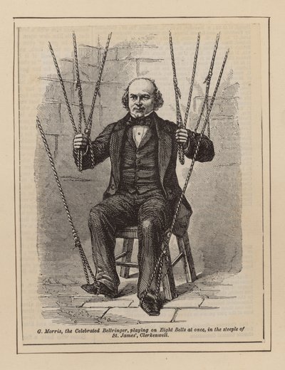 G Morris, der berühmte Glockenspieler, spielt auf acht Glocken gleichzeitig von English School