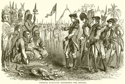 General Burgoyne spricht zu den Indianern von English School