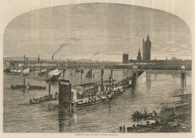 Gesamtansicht der Charing Cross Eisenbahnbrücke von English School