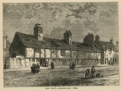 Gesamtansicht der Van Duns Armenhäuser von English School