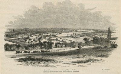 Gesamtansicht des South Metropolitan Cemetery von English School