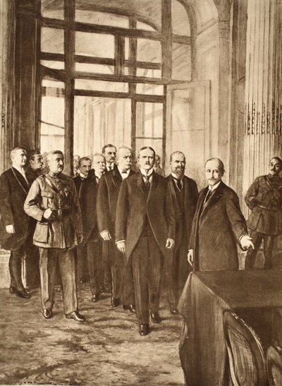 Deutsche Politiker im Schloss von Versailles, 1919 von English School