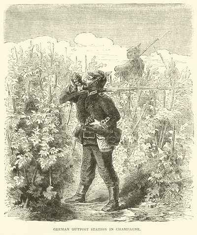 Deutsche Außenpostenstation in der Champagne, September 1870 von English School