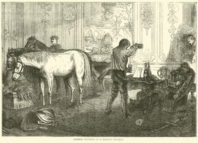 Deutsche Soldaten in einem französischen Schloss, September 1870 von English School
