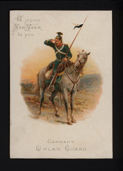 Deutscher Ulan, Neujahrskarte, späte 19. oder frühe 20. Jahrhundert von English School