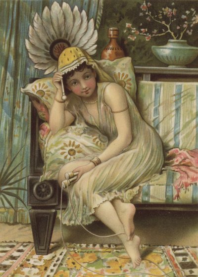 Mädchen, das nach dem Seilspringen auf dem Sofa sitzt von English School