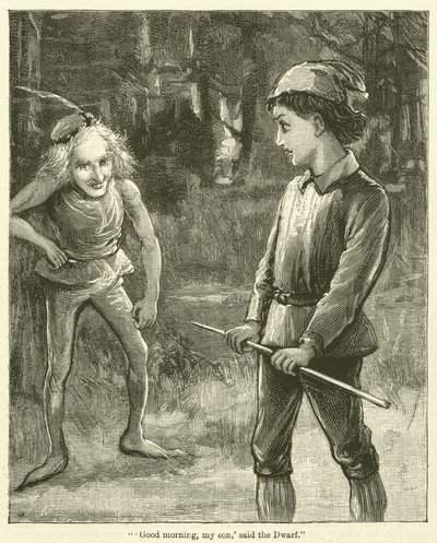 "Guten Morgen, mein Sohn," sagte der Zwerg (Gravur) von English School