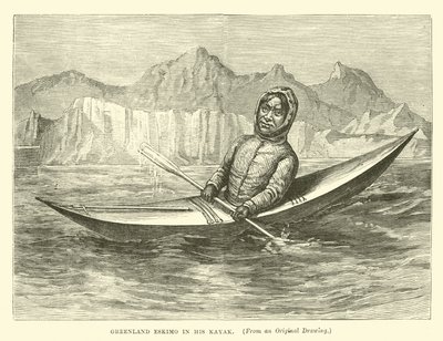 Grönländischer Eskimo in seinem Kajak von English School
