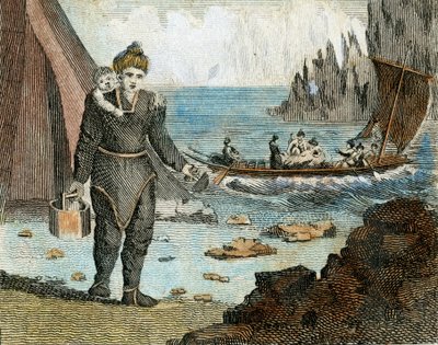 Grönlandfrau und Boot, um 1779 (Gravur) von English School