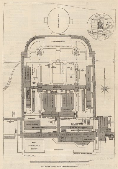 Grundriss der Internationalen Fischereiausstellung, South Kensington von English School