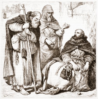 Gruppe von Bettelmönchen, Illustration aus Die Geschichte des Protestantismus von James Aitken Wylie, veröffentlicht 1878 von English School