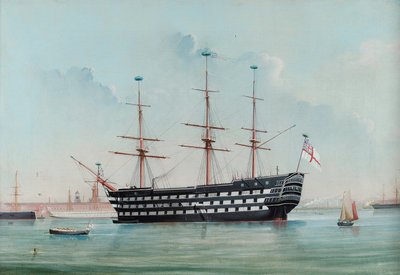 HMS Victory im Hafen von Portsmouth, ca. 1860 von English School