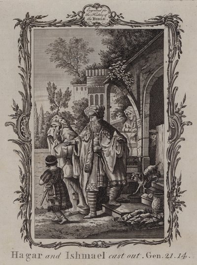 Hagar und Ismael verstoßen (Gravur) von English School