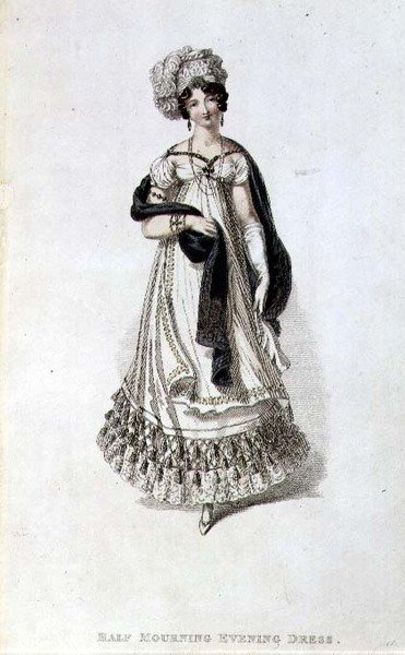 Halbtrauer-Abendkleid, Modeplatte aus Ackermann