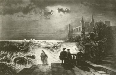 Hamlet und der Geist seines Vaters (Gravur) von English School