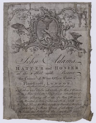 Hutmacher, John Adams, Visitenkarte von English School
