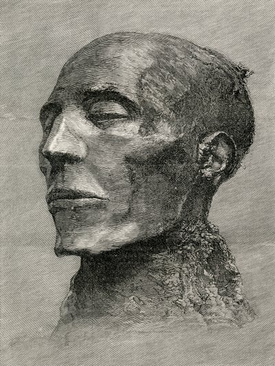 Kopf der Mumie von Menmaatre Seti I, auch bekannt als Sethos I., Pharao des Alten Ägypten, aus The Worlds Inhabitants von G.T. Bettany, veröffentlicht 1888 von English School