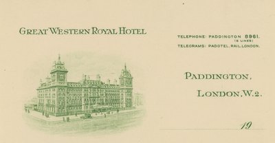 Briefkopf vom Great Western Royal Hotel von English School