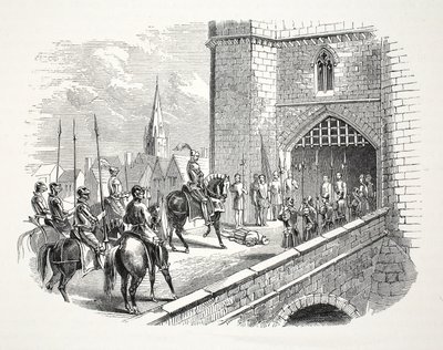Henry Earl of Richmonds (später Henry VII) Einzug in Shrewsbury über den Körper des Bürgermeisters von English School
