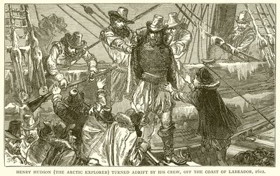 Henry Hudson (der Arktisforscher) wird von seiner Crew vor der Küste von Labrador ausgesetzt, 1611 von English School