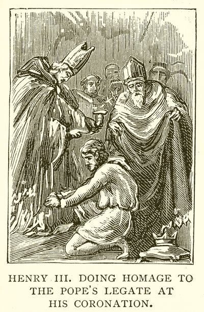 Heinrich III. huldigt dem päpstlichen Legaten bei seiner Krönung von English School