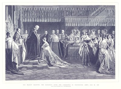 Ihre Majestät empfängt das Sakrament nach der Krönung in der Westminster Abbey, 28. Juni 1838 von English School