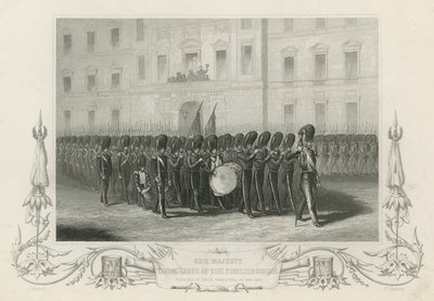 Ihre Majestät verabschiedet sich von den Fusilier Guards von English School