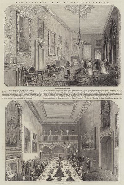 Der Besuch Ihrer Majestät im Arundel Castle (Stich) von English School