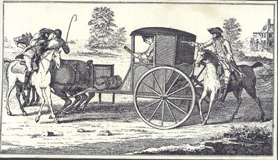 Straßenräuber James MacLaine und William Plunkett berauben den Earl of Eglinton auf Hounslow Heath, 26. Juni 1750 (Stich) von English School