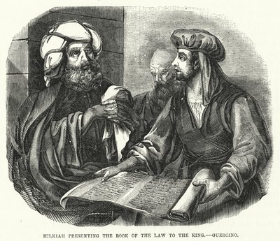 Hilkiah überreicht dem König das Buch des Gesetzes (Guercino) von English School